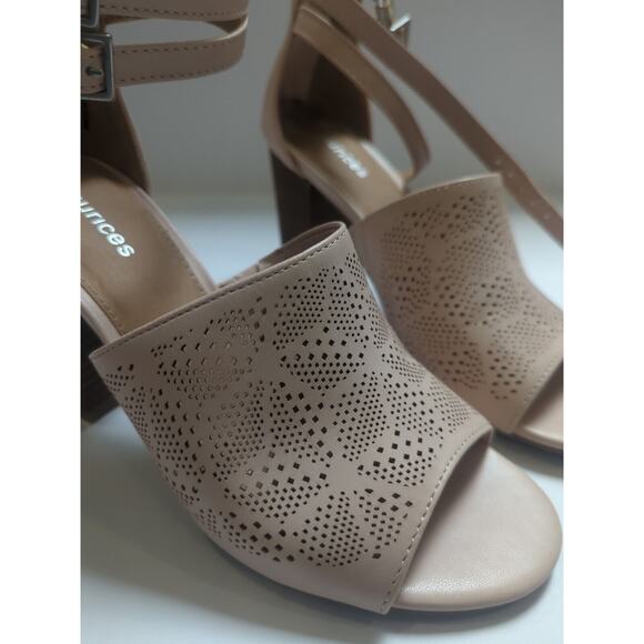 Maurices Sandals Womens 6 Jenna Ankle Strap Blush Faux Leather Block Heels - Picture 3 of 10